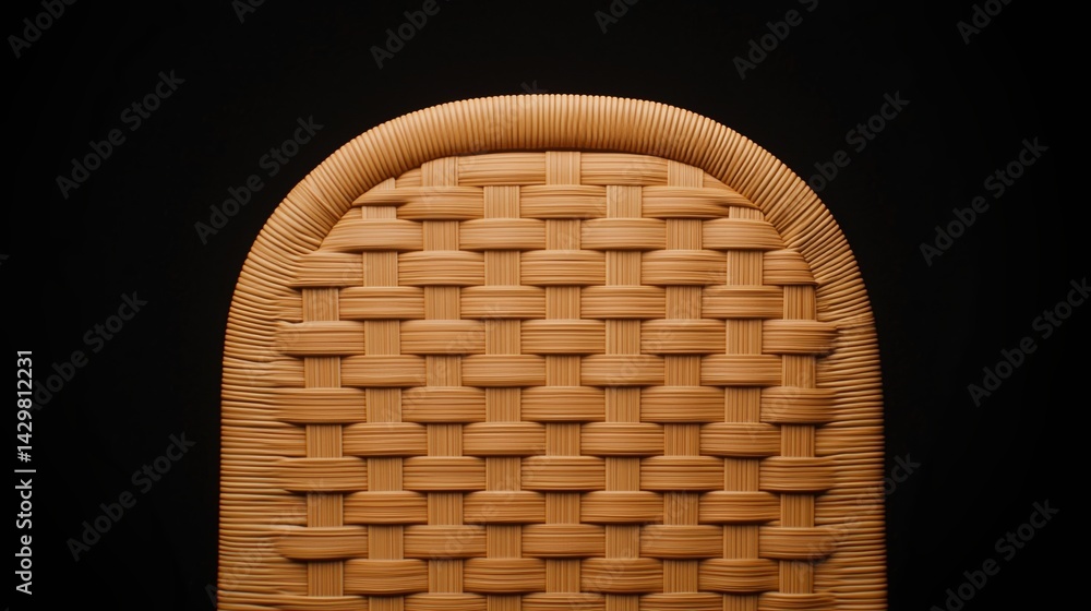 Poster a close-up view of a woven rattan texture showcasing intricate patterns and a smooth, rounded edge a