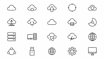 Fototapeta premium web hosting set of web icons in line style hostin.eps