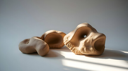 Elegant Sculptural Clay Art – Soft Light & Diffused Shadows Highlighting Textured Surfaces – Organic & Artistic Ceramic Style