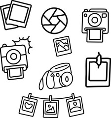 Cute Hand Drawn Photography Icons Fun and Cheerful Camera Doodles