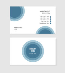 Clean, modern, simple, white and blue colour double sided business card, visiting card, design template layout	
