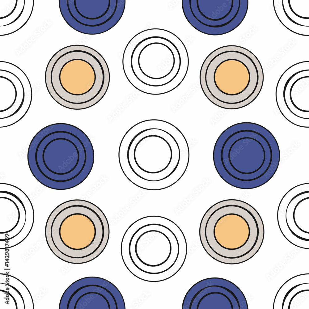 Poster geometric pattern featuring concentric circles in various colors, creating visually appealing design