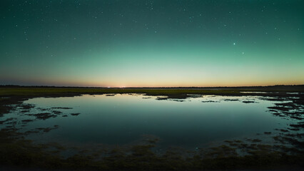 sunset over the lake