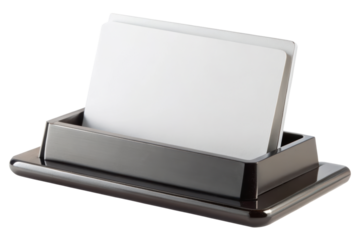 Desktop business card organizer displaying blank name card
