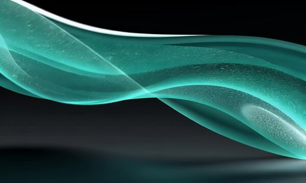 A close-up of an elegant, curved teal wave on a black background, symbolizing fluidity and depth in design for a modern digital marketing campaign