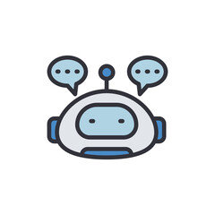 Chat bot colored icons, minimalist vector illustration ,simple transparent graphic element .Isolated on white background