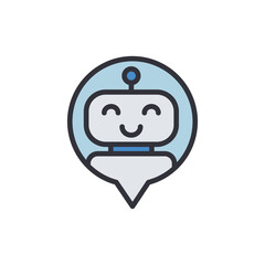 Chat bot colored icons, minimalist vector illustration ,simple transparent graphic element .Isolated on white background