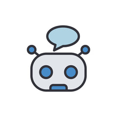 Chat bot colored icons, minimalist vector illustration ,simple transparent graphic element .Isolated on white background