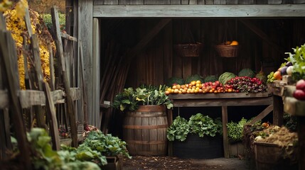 Rustic Autumn Harvest: A Moody Still Life of Farm-Fresh Produce