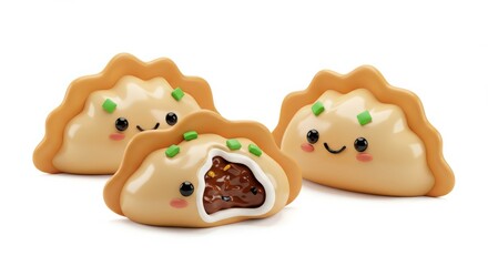 Obraz premium 3D Style illustration in white background of Gyoza