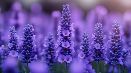 Vibrant purple lavender blossoms in a summer field.