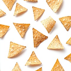 Triangle-shaped snacks on white background