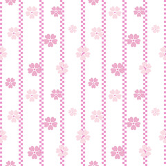 Sakura flowers seamless pattern.Cute cherry blossoms, floral background in pink.Abstract background surface texture background.Hand drawn illustration.Nature botanical folk art for summer,spring decor