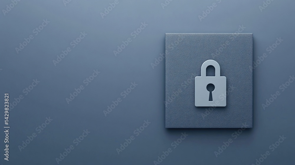 Poster a minimalistic image featuring a padlock symbol on a textured blue background, representing security