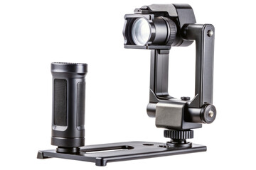 Professional camera stabilizer with adjustable grip and integrated light mount