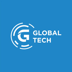 letter g global tech concept logo design vector template