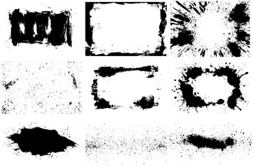 Fototapeta premium Ink Splatter Frames and Rough Paint Stroke Textures for Creative Backgrounds