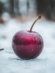 plum isolated on winter background