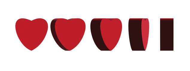 3d heart rotation, love object set 3d render