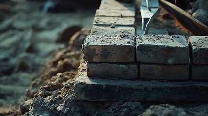 Construction Site with Bricks and Tools