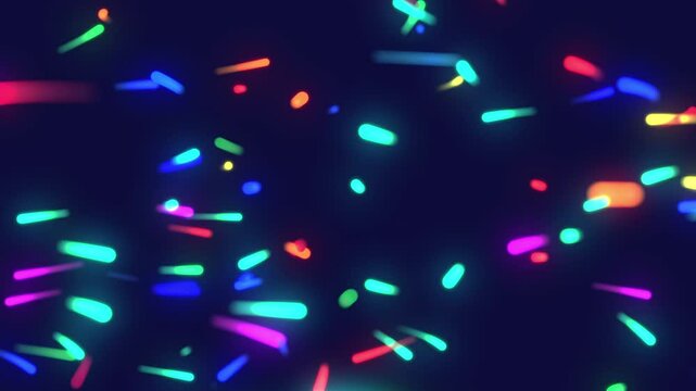 カラフルなネオンのように光るパーティクル　ランダムなエコー　ループ