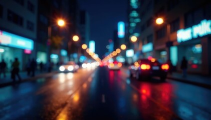 Fototapeta premium Abstract late-night city lights, blurred motion, angle, impression, lights