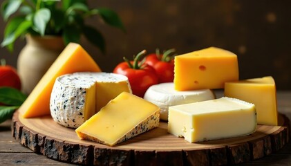 Artisanal cheese selection, minimalist display, food, plate, cream cheese