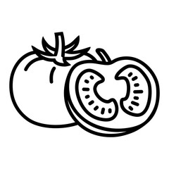 토마토 한개와 반쪽 아이콘