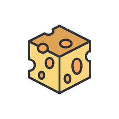Cheese colored icons, minimalist vector illustration ,simple transparent graphic element .Isolated on white background