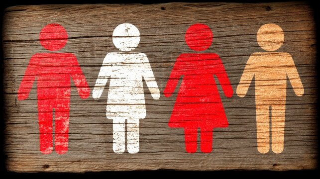 Rustic Wooden Sign  Diverse Couple  Family  Relationship Symbols