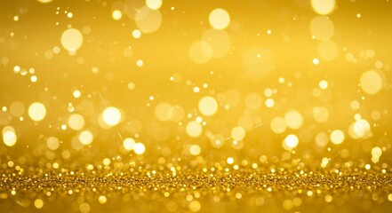 A Luxurious Scatter of Radiant Gold Glitter, Illuminated and Sparkling Against a Warm, Golden Hued Surface, Evoking Opulence and Celebration