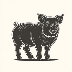Fototapeta premium Bold pig outline illustration farm style high resolution pictures