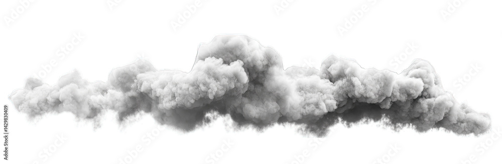 Poster a dense dark cloud of smoke billows across a white background creating a dramatic visual effect that