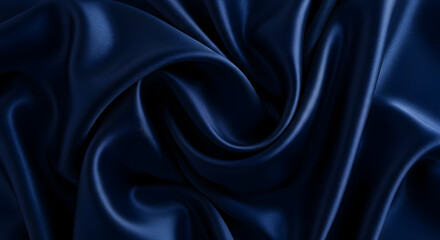 Obraz premium Elegant Navy Blue Fabric Draped in Swirling Folds Creates a Luxurious Texture