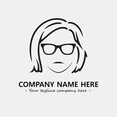 woman with glasses silhouette illustration black and white for logo company vector image
