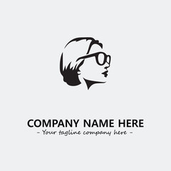 woman with glasses silhouette illustration black and white for logo company vector image
