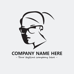woman with glasses silhouette illustration black and white for logo company vector image
