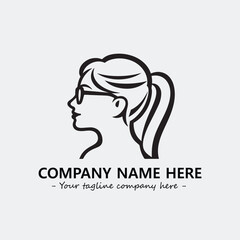 woman with glasses silhouette illustration black and white for logo company vector image
