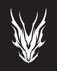 Abstract shape Dragon tribal demon head shape illustration sketch vector ink tattoo sticker symbol logo streetwear element 