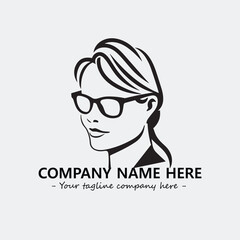 woman with glasses silhouette illustration black and white for logo company vector image
