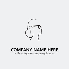 woman with glasses silhouette illustration black and white for logo company vector image
