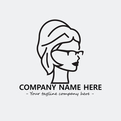 woman with glasses silhouette illustration black and white for logo company vector image
