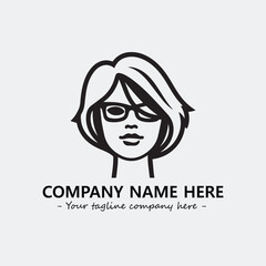 woman with glasses silhouette illustration black and white for logo company vector image
