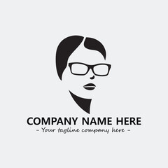 woman with glasses silhouette illustration black and white for logo company vector image
