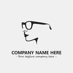 woman with glasses silhouette illustration black and white for logo company vector image
