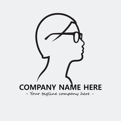 woman with glasses silhouette illustration black and white for logo company vector image
