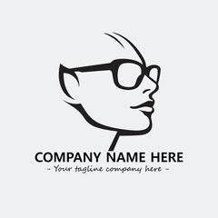 woman with glasses silhouette illustration black and white for logo company vector image
