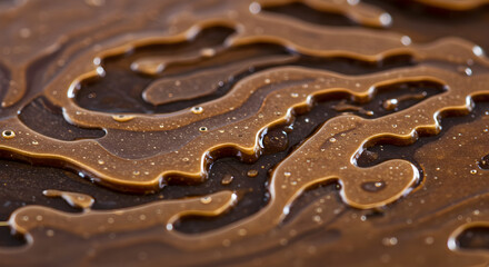 Abstract Caramelized Flow On Dark Board Demonstrates Artistic Sweetness