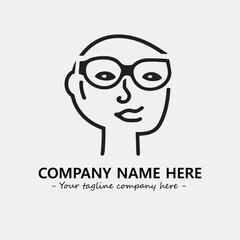 woman with glasses silhouette illustration black and white for logo company vector image
