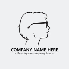 woman with glasses silhouette illustration black and white for logo company vector image

